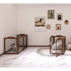 30" Tall Freestanding Pet Gate with Door Walk Through