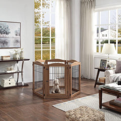 Free Standing Tall Dog Fence with Walk Through Door