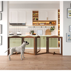 30" Tall Freestanding Pet Gate with Door Walk Through