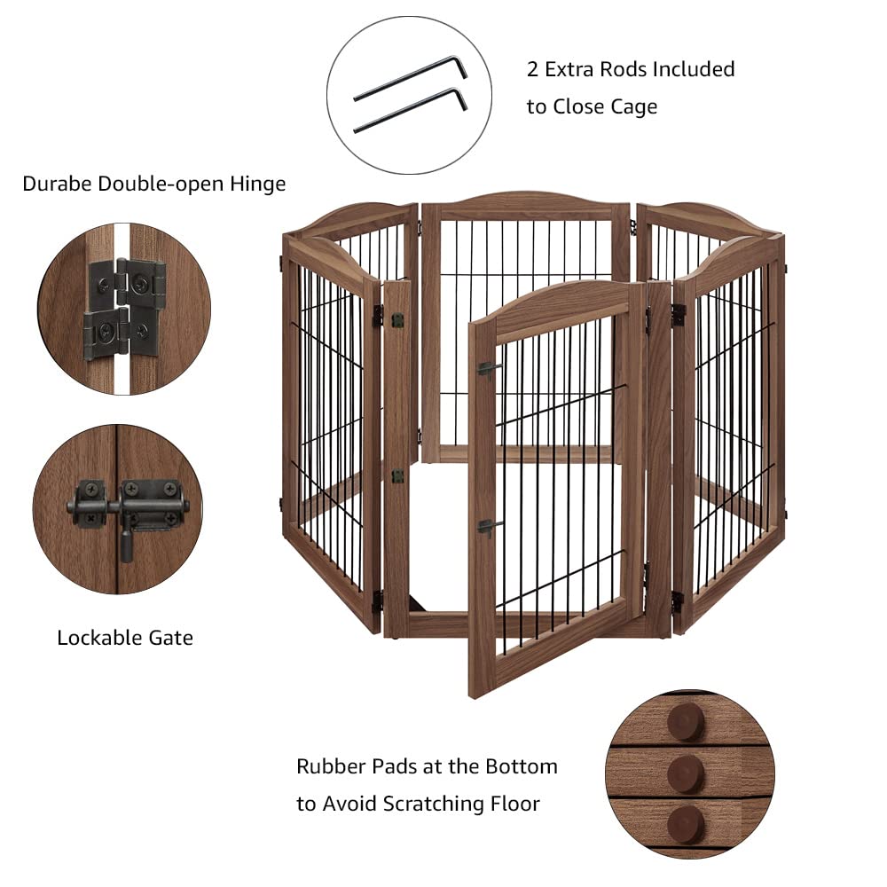 Free Standing Tall Dog Fence with Walk Through Door