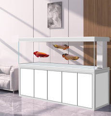 Tempered Glass Aquarium 400 Gallon Fish Tank Complete Set White Silver