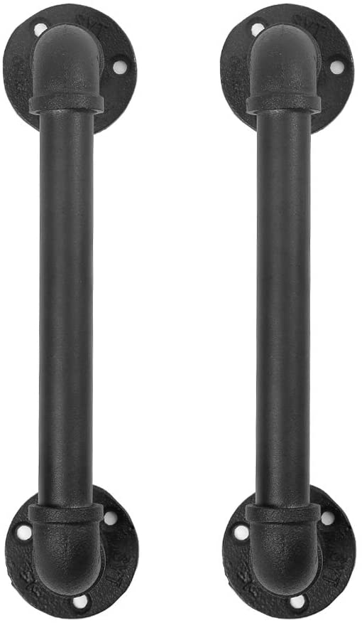 [12in - Black] Industrial Barn Door Handles, 100% high-quality Galvanized Barn Door Handle