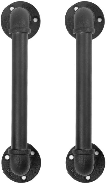 [12in - Black] Industrial Barn Door Handles, 100% high-quality Galvanized Barn Door Handle